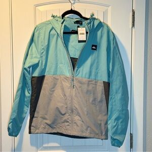 Quiksilver Teal and Black Packable Jacket Size Medium